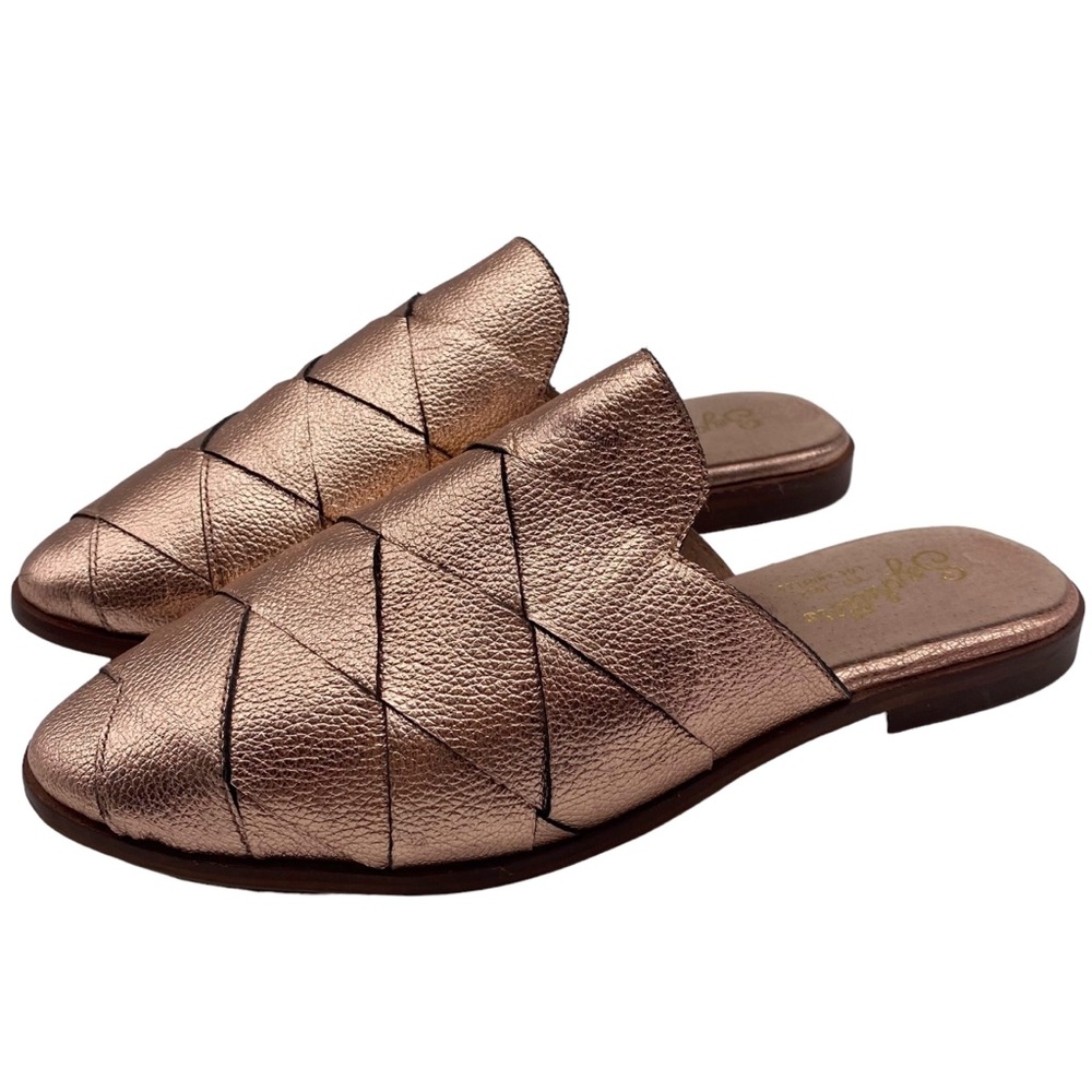 Seychelle Womens Shoes Survival Mules Sz 6.5 Rose Gold Leather Flats Casual